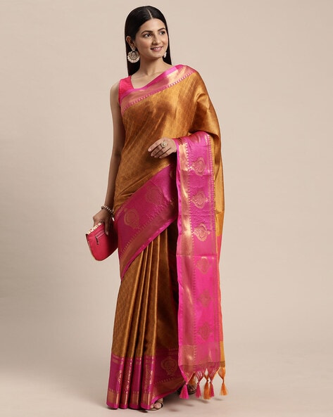 Tometo Red Banarasi Silk Jacquard Woven Saree with Blouse » BRITHIKA Luxury  Fashion