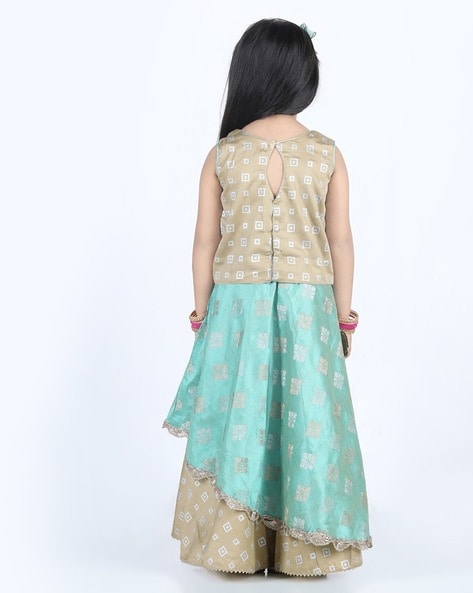 Mustard Yellow Silk Layered Lehenga Set For Girls Design by The Little  celebs at Pernia's Pop Up Shop 2024
