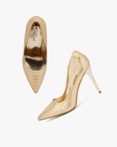 Glitter pointed toe chrome heel pumps(S/Gold) – PRODUIT PARFAIT