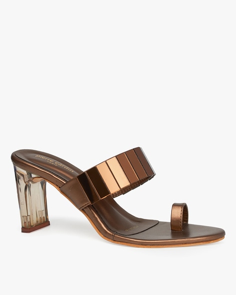 Copper Gold Chic Metallic Strap Block Heels by Chere Footwear