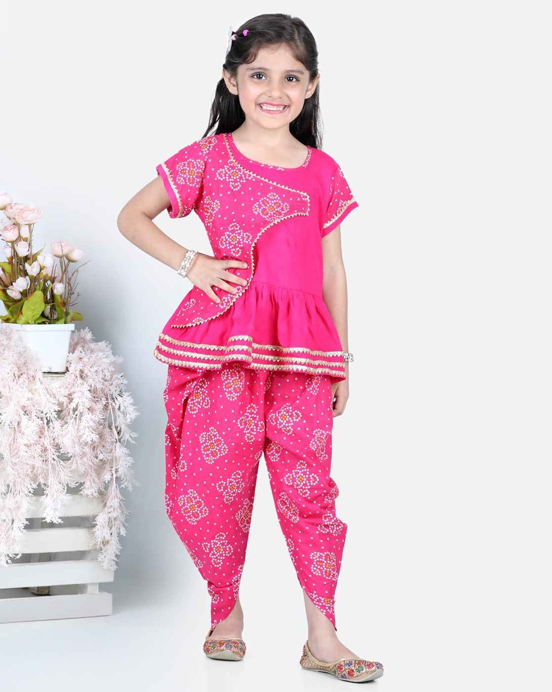 Buy Yellow and Pink Peplum Top With Dhoti Pants / Girls Dhoti Pants / Girls  Ethnic / Girls Indian Dress / Kids Rakhi Dress Online in India - Etsy