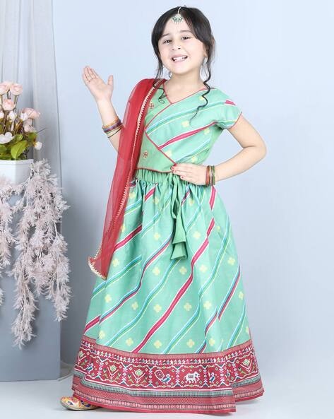 Orange Zardosi Kids Half Saree - Indian Dresses