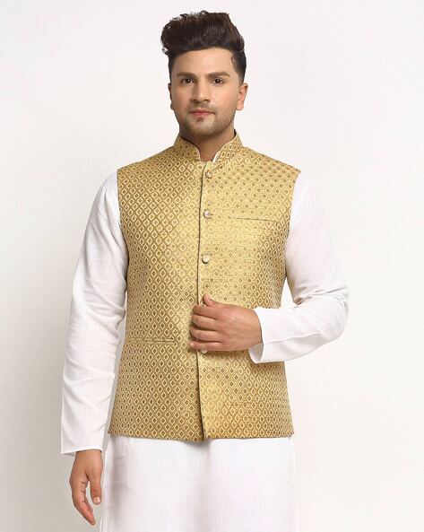 Golden nehru outlet jacket