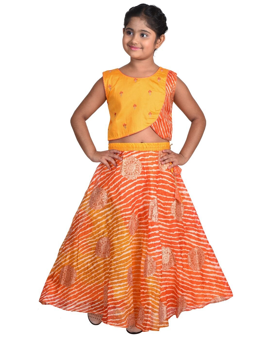 Teal Georgette Kids Lehenga Choli With Jacket 268805