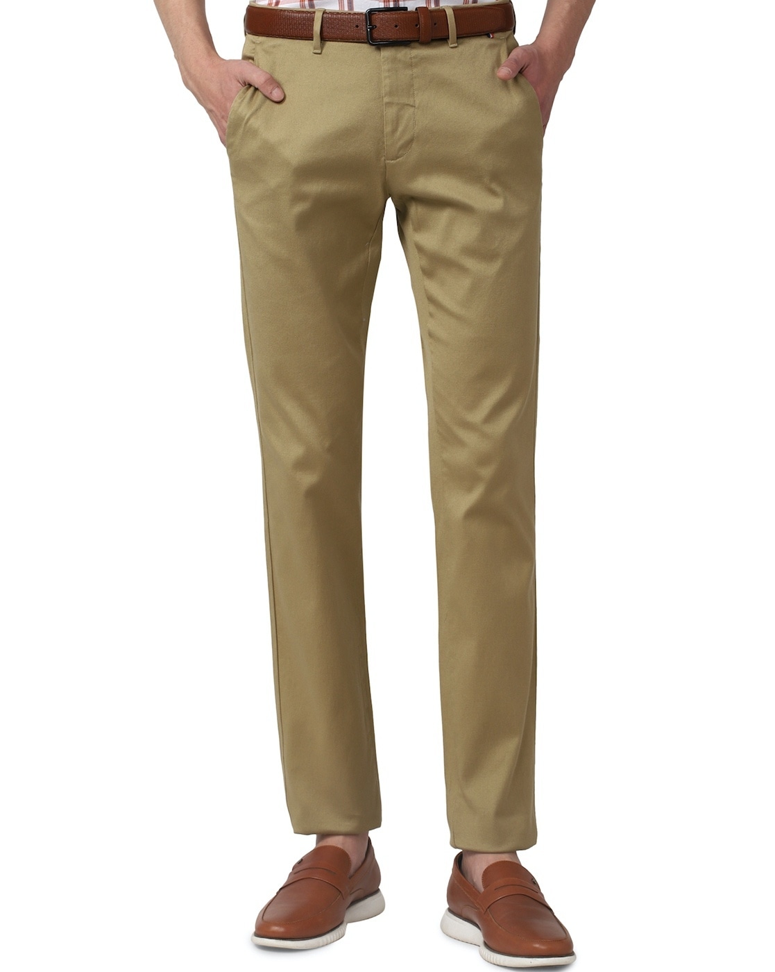 Buy Men Khaki Regular Fit Solid Casual Trousers Online - 753086 | Allen  Solly