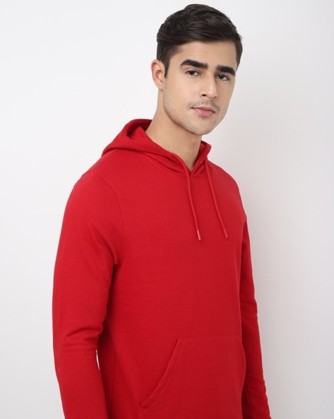 Red slim fit hoodie sale