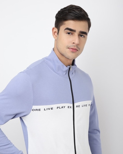 High Star Colourblock Zip-Front Slim Fit Sweatshirt