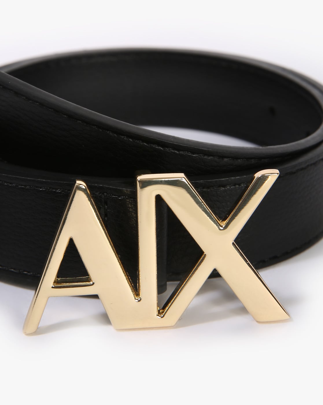 Gold colour double AA Buckle Black Belt for Womens n Girls