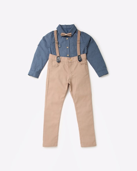 Amazon.com: Baby Boys Gentleman Suit Long Sleeve Plaid Button Down Shirt  Tuxedo Bow Tie Overalls Y back Suspender Long Pants Birthday Cake Smash  Wedding Formal Suit Ring Bearer Clothes Set Blue Star