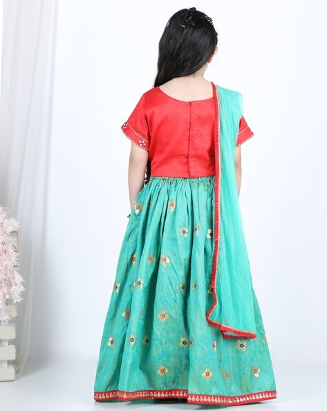 Floral lehenga | Frock models, Long gown design, Dresses kids girl