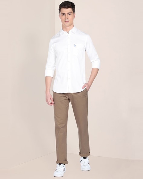 White Polo Shirt Outfit with Beige Pants  IN AN ELEGANT FASHION