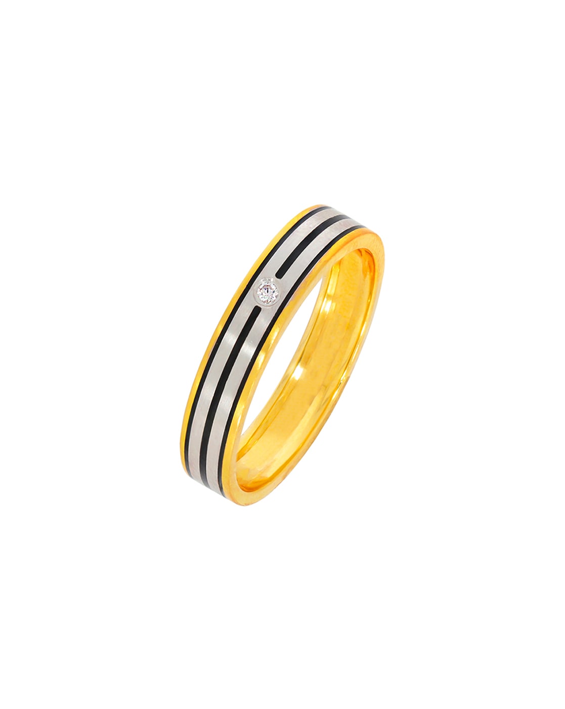 TwoBirch Men's Wedding Rings - 0.25 Ct. Black Stone Wide Channel Set Men's  Ring with Open End Design in Yellow Gold