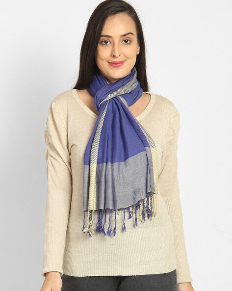 Textured Stole with Tassels Price in India