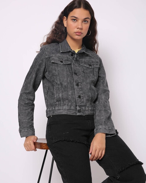 Buy stylemyth Women Grey Solid Denim Jacket Online at Best Prices in India  - JioMart.