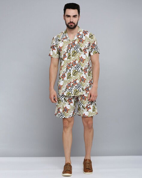 Mens matching floral sale shirt and shorts