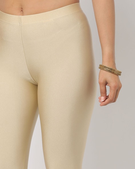 Buy online Beige Shimmer Leggings from Capris & Leggings for Women