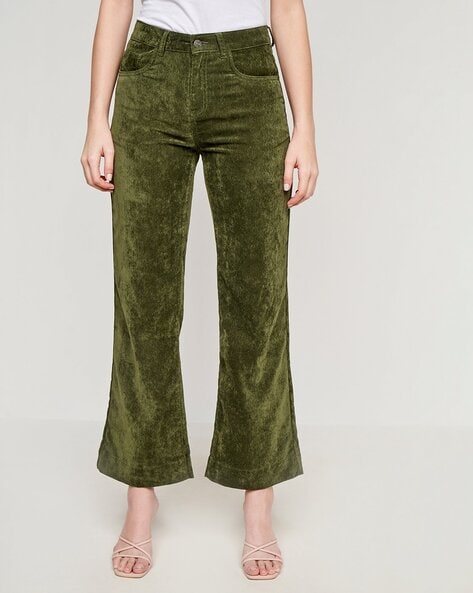 Khaki Slim Fit Women's Casual Corduroy Trousers - Buy Online in India @  Mehar