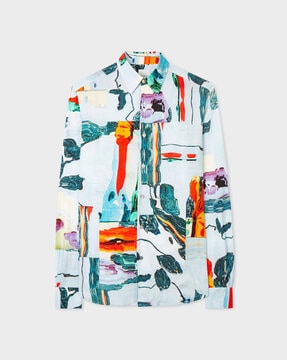 Buy PAUL SMITH Abstract Print Tailored Fit Shirt | White Color Men 