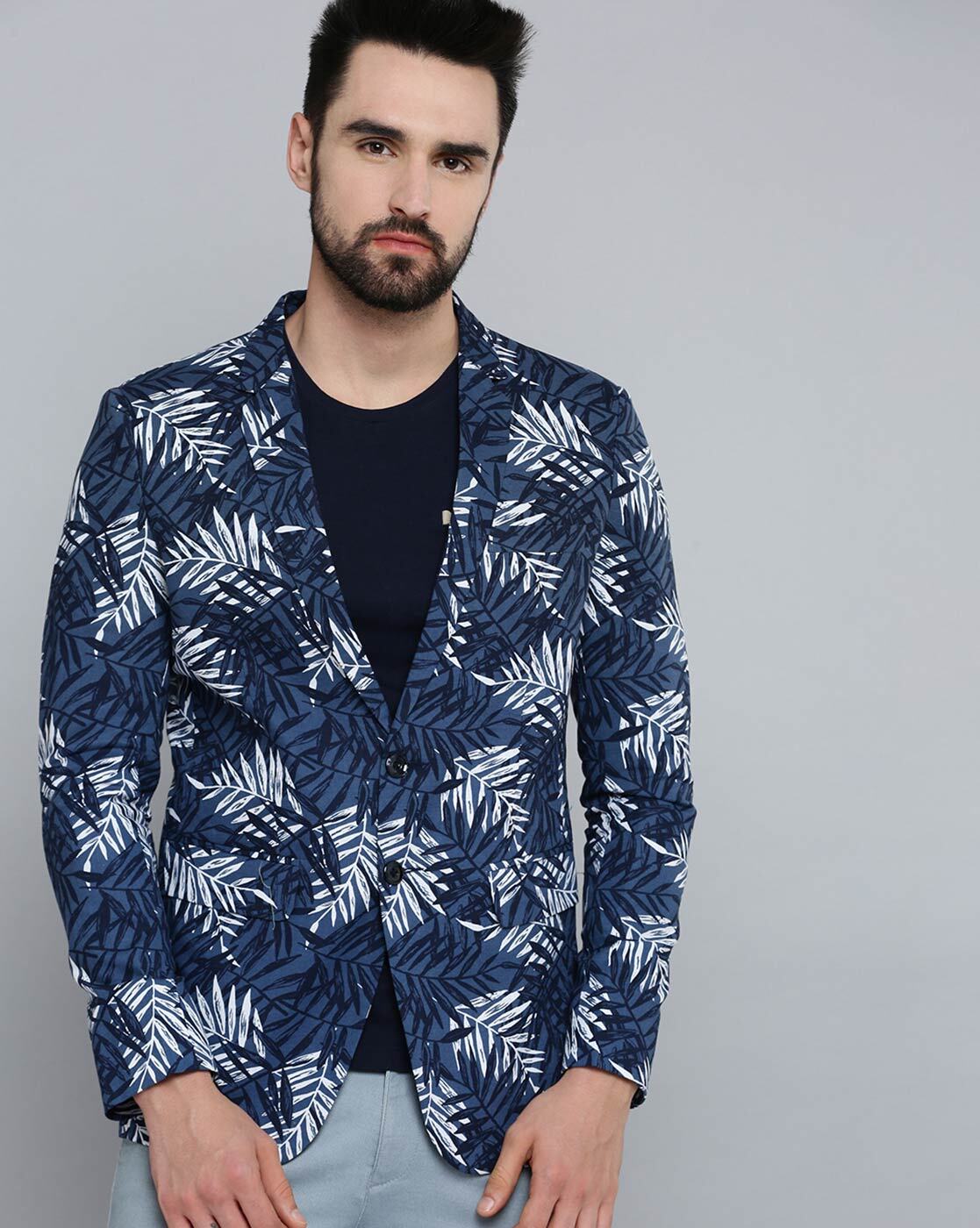 Blue printed online blazer