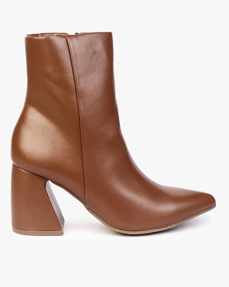 Block Heeled Mid-Calf Length Boots