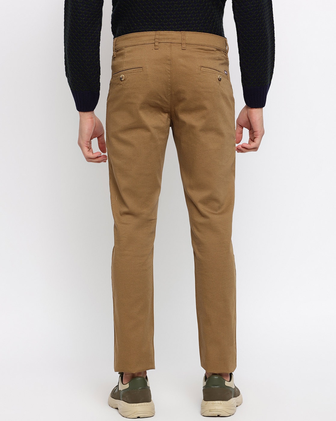 Men's Cotton Blend Khaki Solid Casual Trousers - Sojanya | Business casual  men, Khaki, Chino trousers