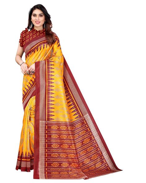 Yellow Sambalpuri silk saree