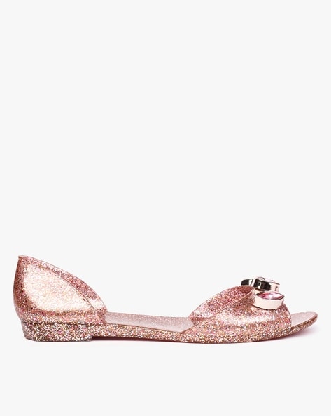 Rose gold best sale open toe flats