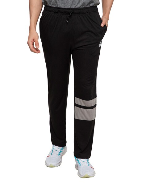 Men Striped Regular Fit Straight Track Pants