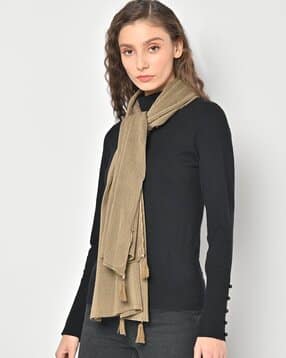 matchitt Women Textured Scarf with Tassel Accent-picture-17