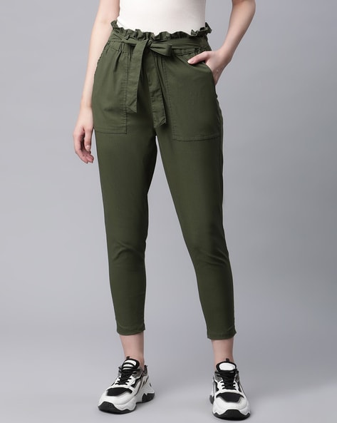 Ill Be Waiting Olive Green Paperbag Pants  Work attire Womens outfits  by occasions Interview outfits women