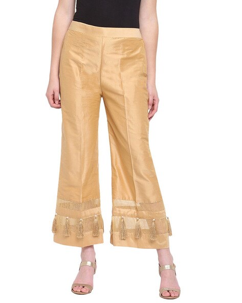 Buy Gold Trousers & Pants for Women by RIVI Online