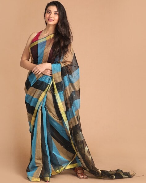 Buy Black Sarees for Women by Indethnic Online