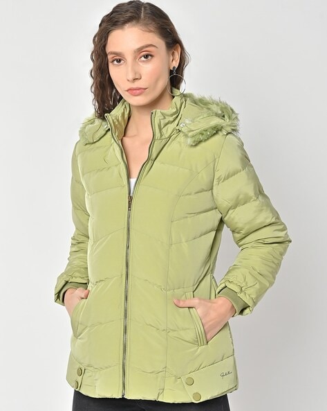 Puffer jacket shop detachable hood