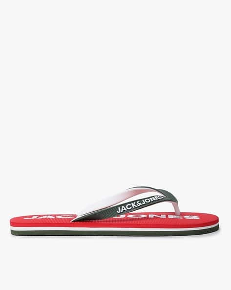 Brand Print Thong-Strap Flip Flops