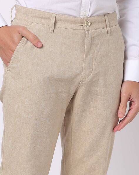 Regular Fit Linenblend trousers  Beige  Men  HM IN