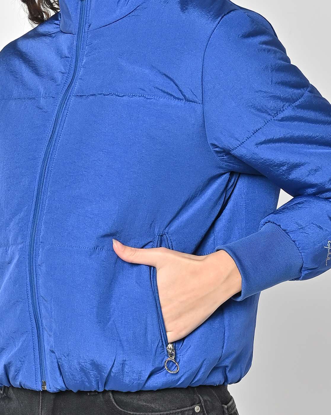 Royal blue bomber jacket on sale womens