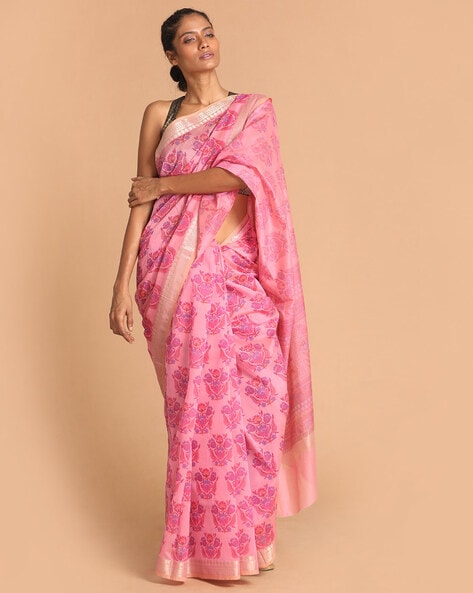 Pink Colour Chanderi Saree