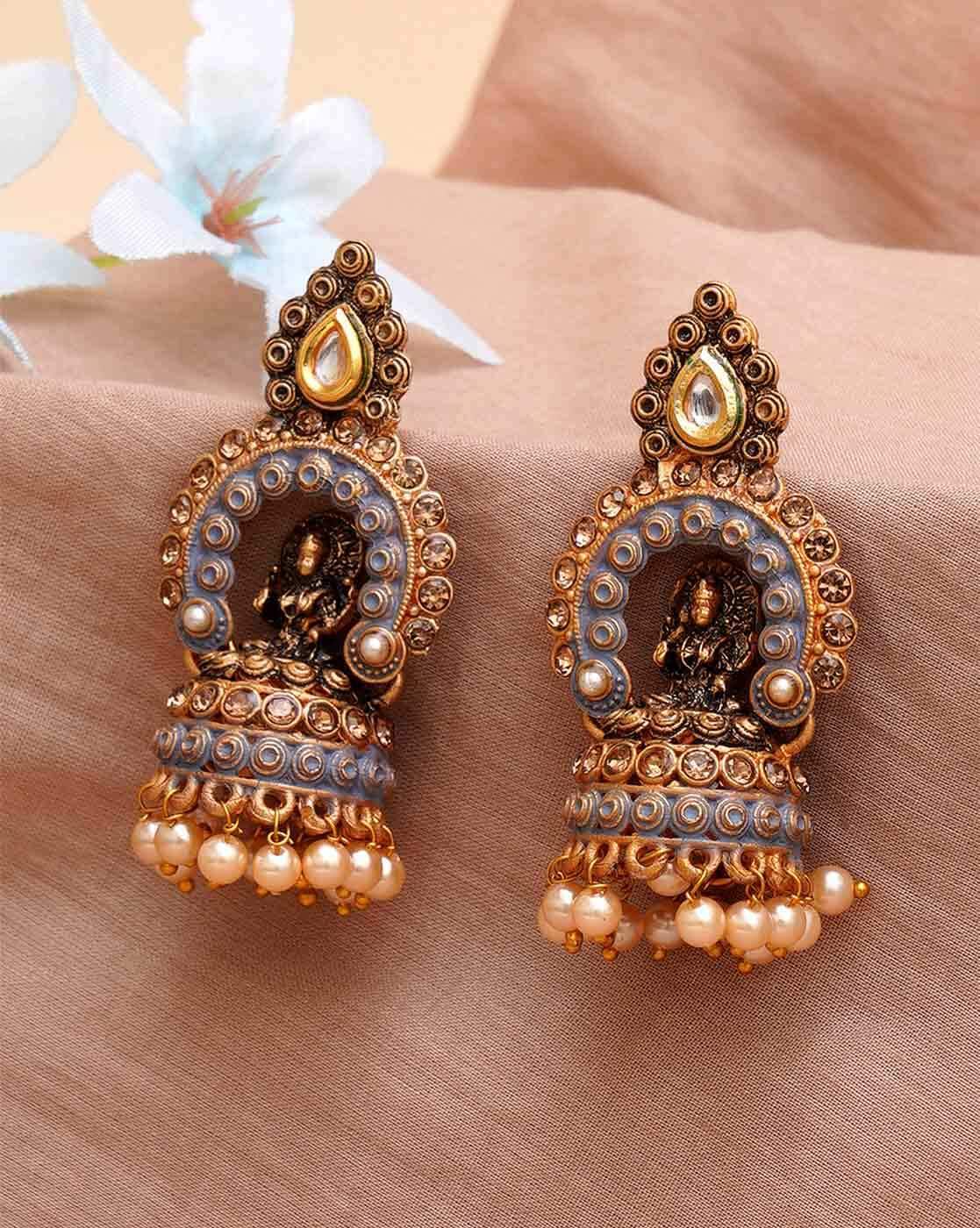 Amazon.com: Jwellmart Indian Ethnic Elegant Traditional Lightweight 18K  Gold Plated Jhumka Jhumki Earrings for Women and Girls (Big Jhumka 1):  Clothing, Shoes & Jewelry