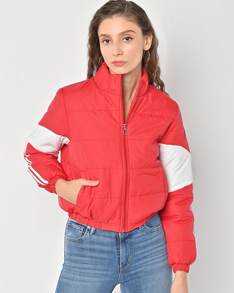 Unique Bargains Women's Windbreaker Outerwear Casual Zip Up Bomber Jacket M  Wine Red - Walmart.com