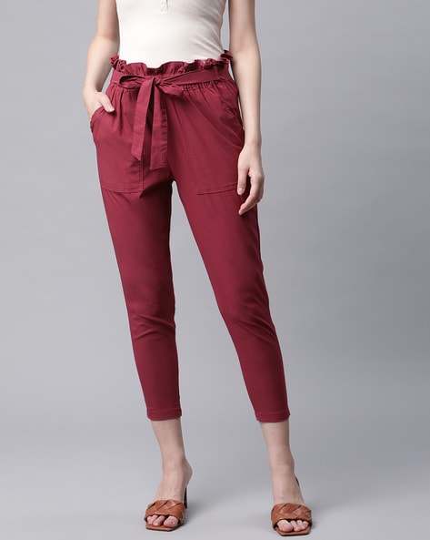HM Paper Bag Trousers in Red  Lyst
