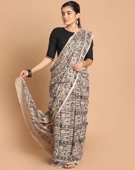 Plain saree Kalamkari Border | Silk sarees online shopping, Kalamkari saree,  Silk sarees online