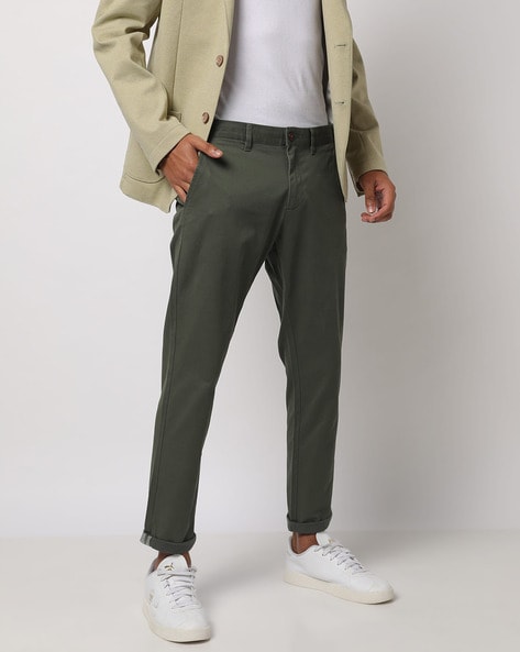 Buy JadeBlue Olive Green Cotton Slim Fit Trousers for Mens Online  Tata  CLiQ