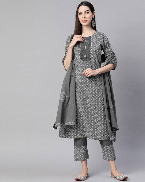 Buy Grey Kurta Suit Sets for Women by Readiprint Fashions Online | Ajio.com