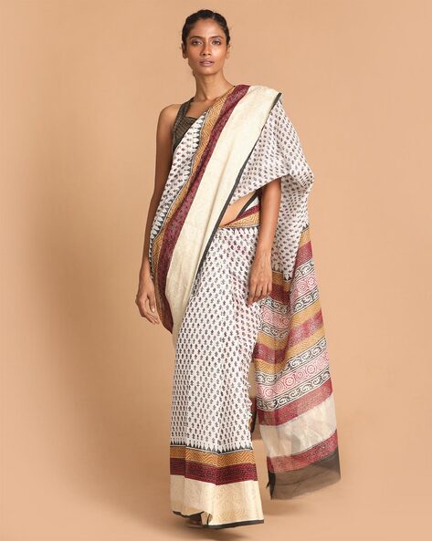 Buy White Sarees for Women by Indethnic Online Ajio