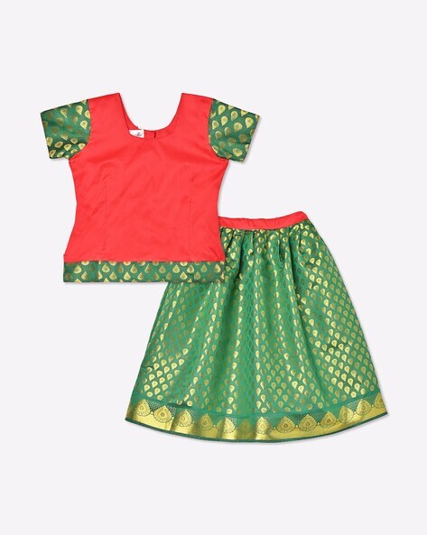 Buy Latest 1-3 years Baby Girls Pattu Lehenga Design Online