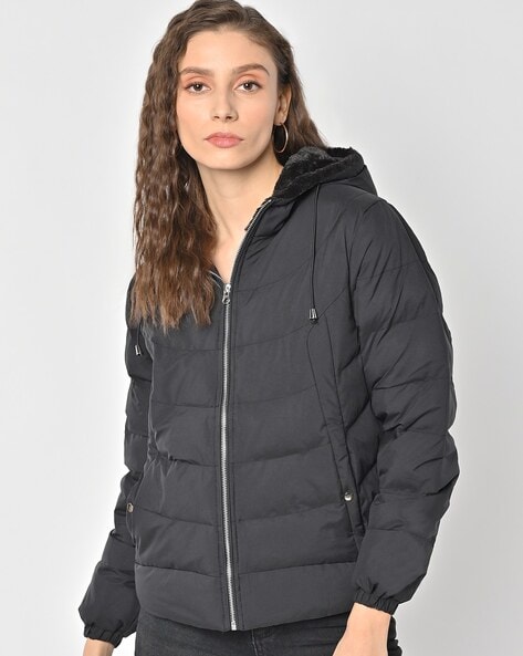 Moncler Matte Black Herbe Fitted Puffer Jacket With Hood - Le Louvre