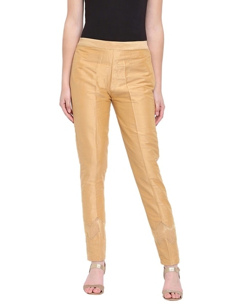 Women's Gold Silk Pants | ShopStyle