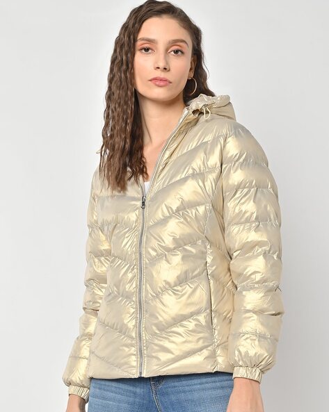 Womens gold sales puffer jacket