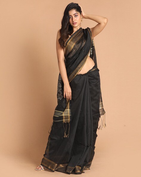 Buy Black Sarees for Women by Indethnic Online 