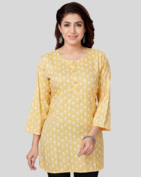 Buy nioni Women Straight Fashionable Round Neck kurta with Folded Sleeves /  Plain Kurti (Olive , XL) Online at Best Prices in India - JioMart.